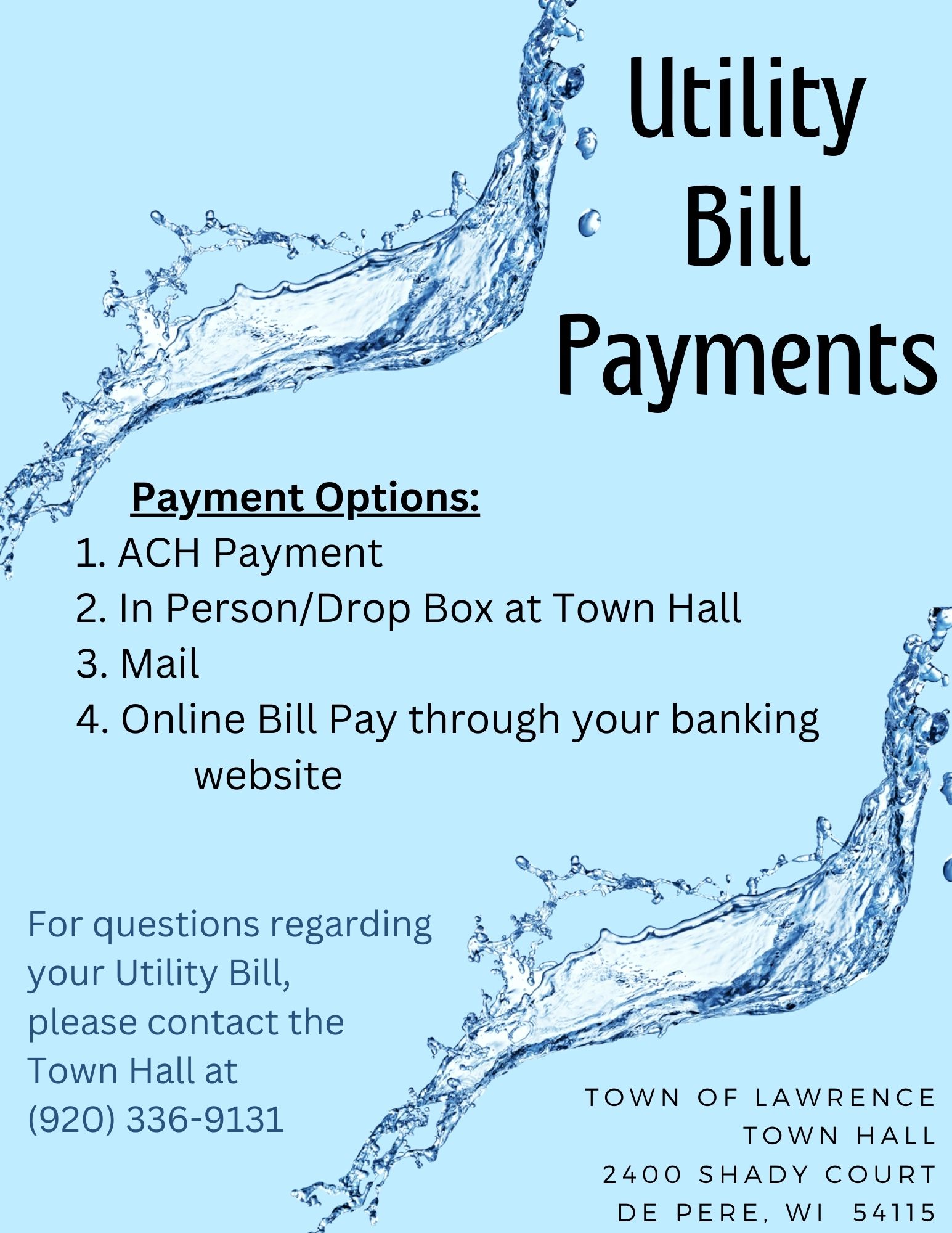 Utility Bill Payments / Town of Lawrence, Wisconsin